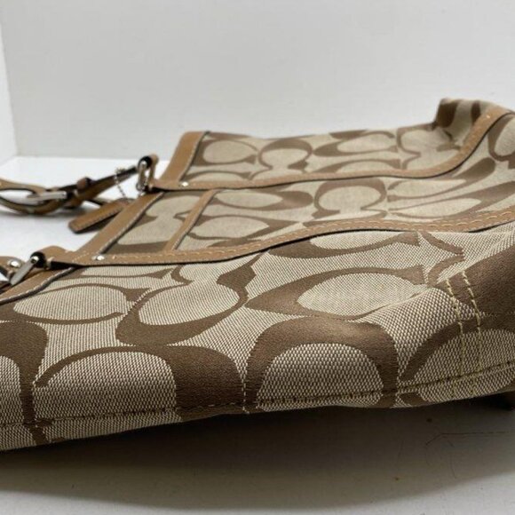 Coach Brown Patterned Tote Bag with Dual Handles - Picture 6 of 11